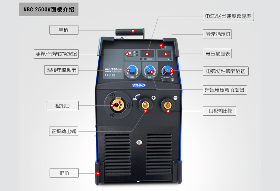 瑞凌NBC 250GW单管IGBT逆变直流CO2气体保护一体焊机